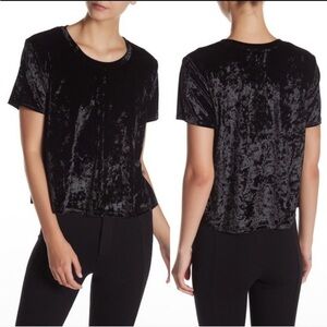 Madison & Berkley Black Short Sleeve Crushed Velvet Top Size XS